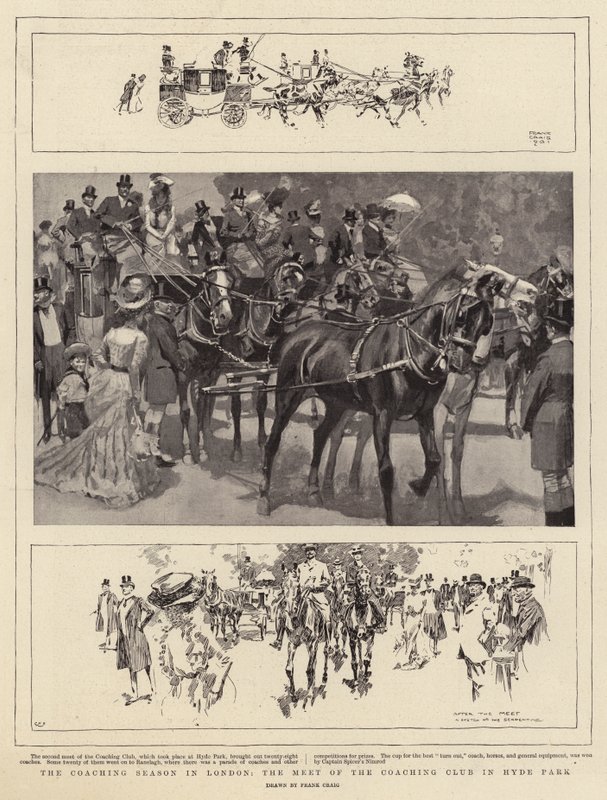 Londra'daki Koçluk Sezonu, Hyde Park'taki Koçluk Kulübü'nün buluşması by Frank Craig