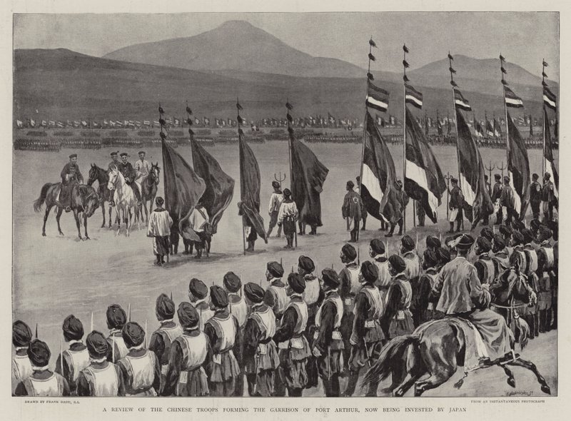 Port Arthur Garnizonunu oluşturan Çin Birliklerinin Gözden Geçirilmesi, şu anda Japonya tarafından yatırım yapılıyor by Frank Dadd