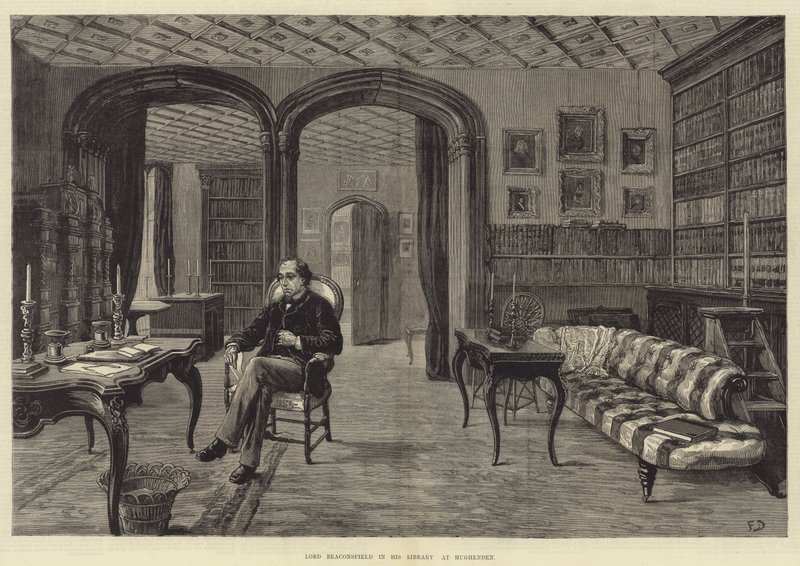 Lord Beaconsfield, Hughenden'deki Kütüphanesinde by Frank Dadd