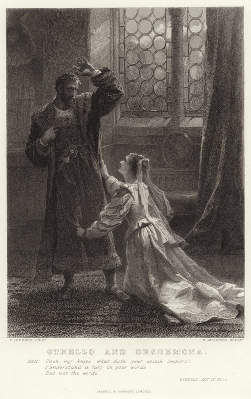 Othello ve Desdemona, Othello, Perde IV, Sc 2 by Frank Dicksee
