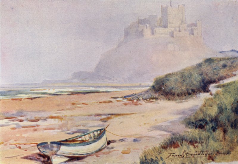 Bamburgh Kalesi (renkli taş) by Frank Southgate