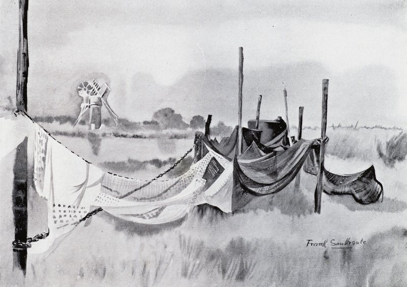 Norfolk Broads: Bir Yılan Balığı Seti (lito) by Frank Southgate