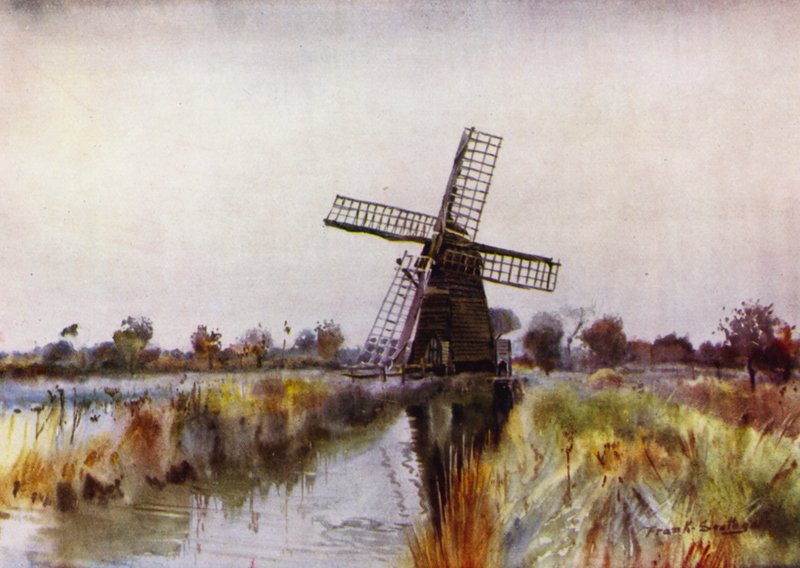 Norfolk Broads: Barton yakınlarındaki Drenaj Değirmeni, Sonbahar by Frank Southgate