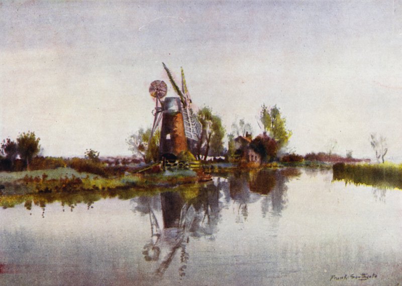 Norfolk Broads: Karıncadaki Drenaj Değirmeni (renkli taş) by Frank Southgate