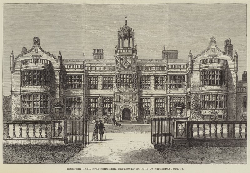 Ingestre Hall, Staffordshire, 12 Ekim Perşembe günü Yangın tarafından yok edildi by Frank Watkins