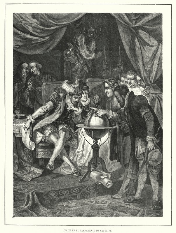 Christopher Columbus, Santa Fe, İspanya kampında by Franz (after) Kollarz