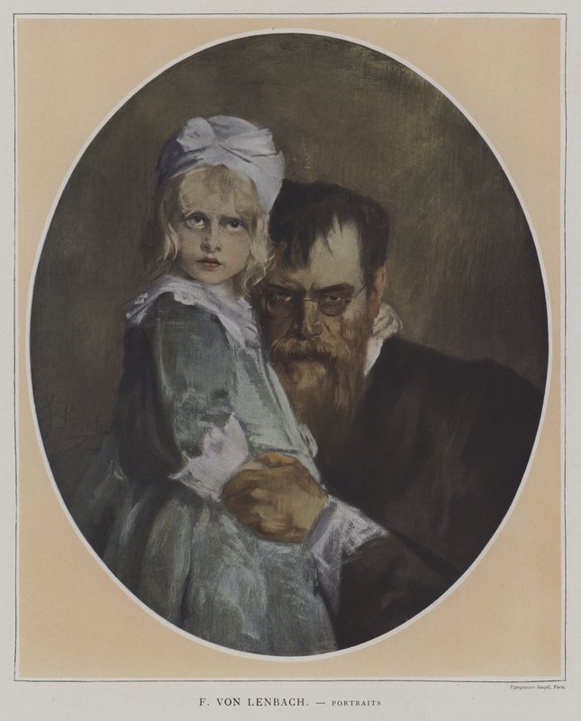 Kızı ile Otoportre (renkli taş) by Franz Seraph von (after) Lenbach
