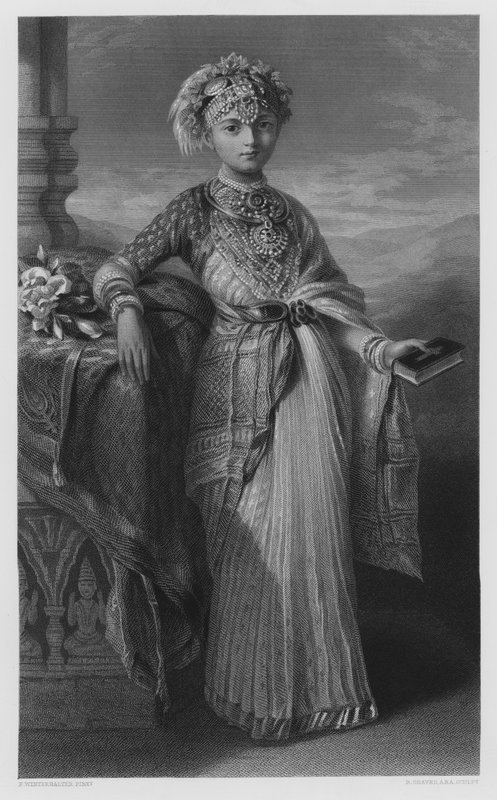 Kraliyet Koleksiyonu'ndaki resimden Coorg Prensesi Victoria Gouramma, by Franz Xaver after Winterhalter