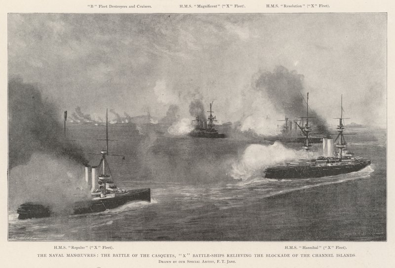 Deniz Manevraları, Casquets Muharebesi, Kanal Adaları Ablukasını kaldıran X Savaş Gemisi by Fred T. Jane