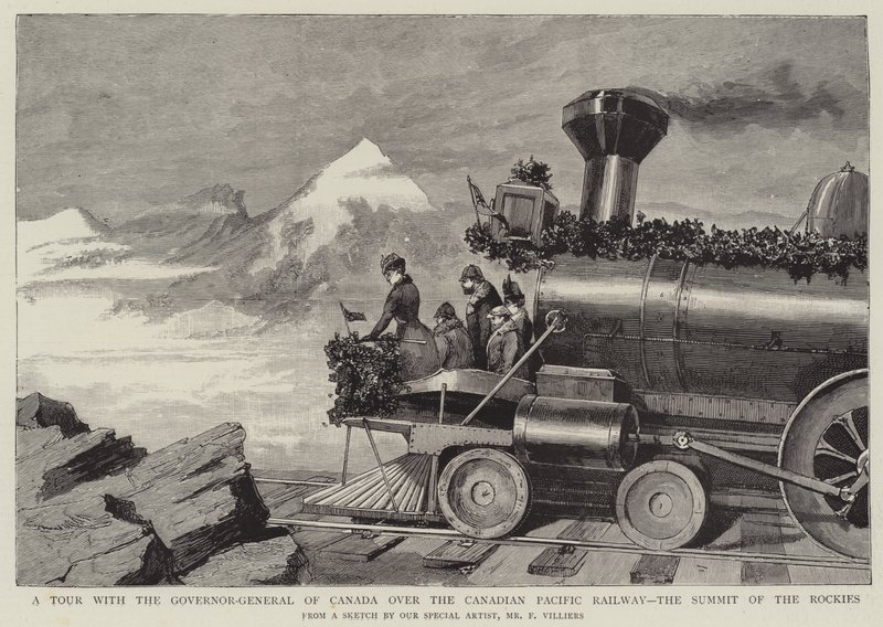 Kanada Genel Valisi ile Kanada Pasifik Demiryolu Üzerinde Bir Tur, Rockies Zirvesi by Frederic Villiers