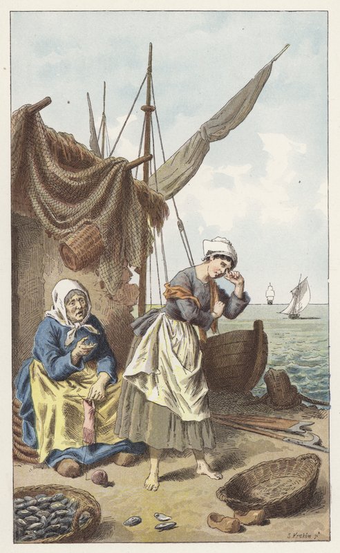 Midye avcılığı (renkli lito) by Frederic Theodore (after) Lix