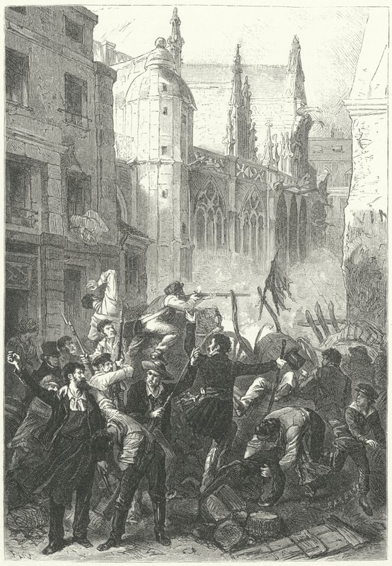 Haziran Günleri Ayaklanması, 1848 Devrimi, Paris (gravür) by Frederic Theodore (after) Lix