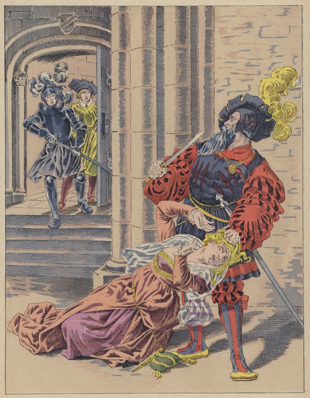 La Barbe Bleue, Mavi Sakal (renk üyeleri) by Frederic Theodore (after) Lix