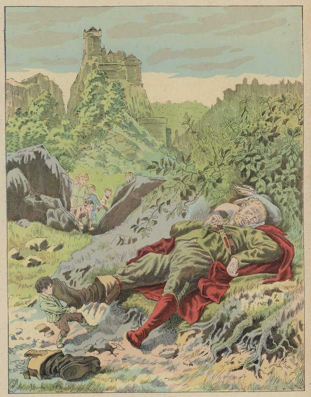 Tom Thumb, Hop-o'-My-Thumb (renkli taş) by Frederic Theodore (after) Lix