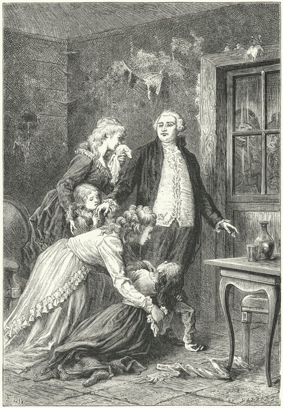 Louis XVI, idamından önce ailesiyle vedalaşıyor by Frederic Theodore (after) Lix