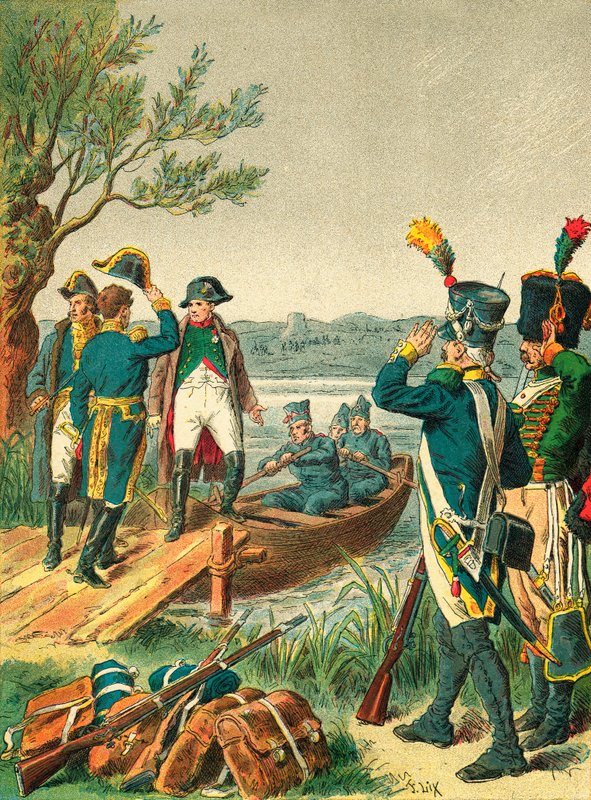 Lobau adasında Napolyon ve Massena by Frederic Theodore Lix