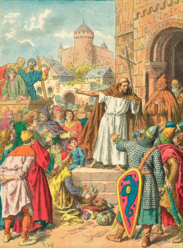Peter the Hermit preaching the Crusade by Frederic Theodore Lix