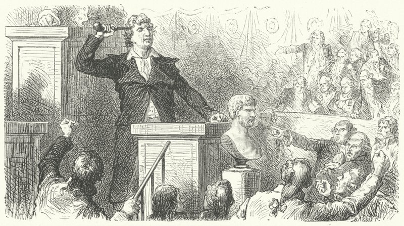 Jean-Paul Marat, Ulusal Konvansiyon tribününde, 1792 by Frederic Theodore after Lix