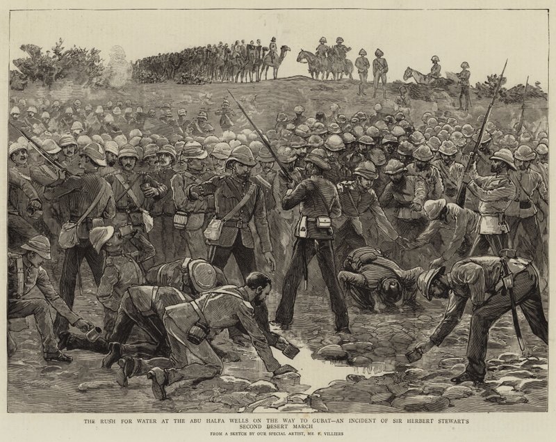 Sir Herbert Stewart'ın İkinci Çöl Yürüyüşü Olayı, Gubat Yolunda Abu Halfa Kuyularında Suya Koşuşturma by Frederic Villiers