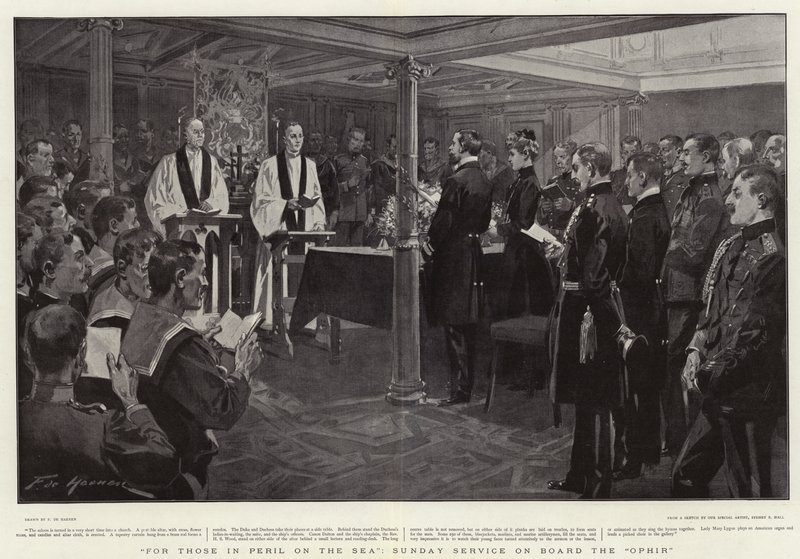Denizde Tehlikede olanlar için, Ophir Gemisinde Pazar Servisi by Frederic de Haenen