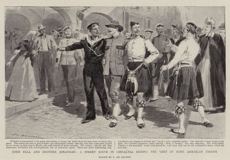 John Bull ve Brother Jonathan, bazı Amerikan Birliklerinin Ziyareti Sırasında Cebelitarık