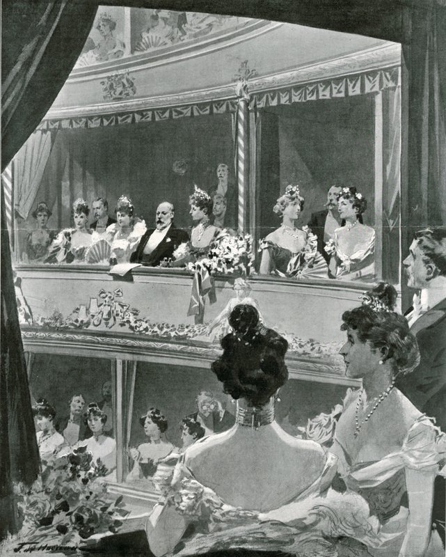 Kral Edward VII ve ailesi Covent Garden