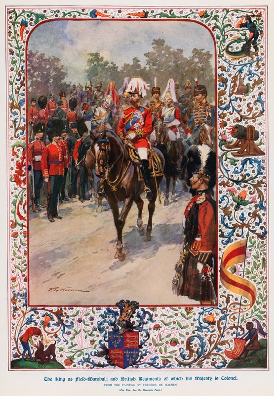 Kral George V, Majestelerinin Albay olduğu İngiliz Alayları Mareşal olarak by Frederic de Haenen