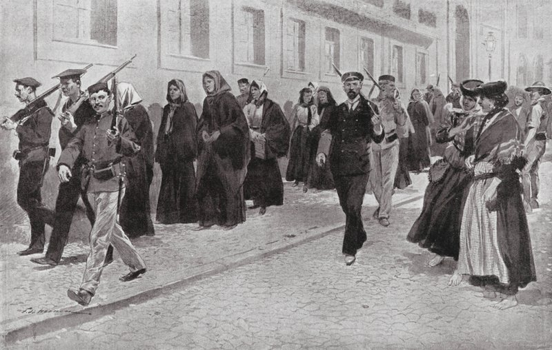 Devrim Sırasında Cumhuriyet Koruması Altındaki Rahibeler (lito) by Frederic de Haenen