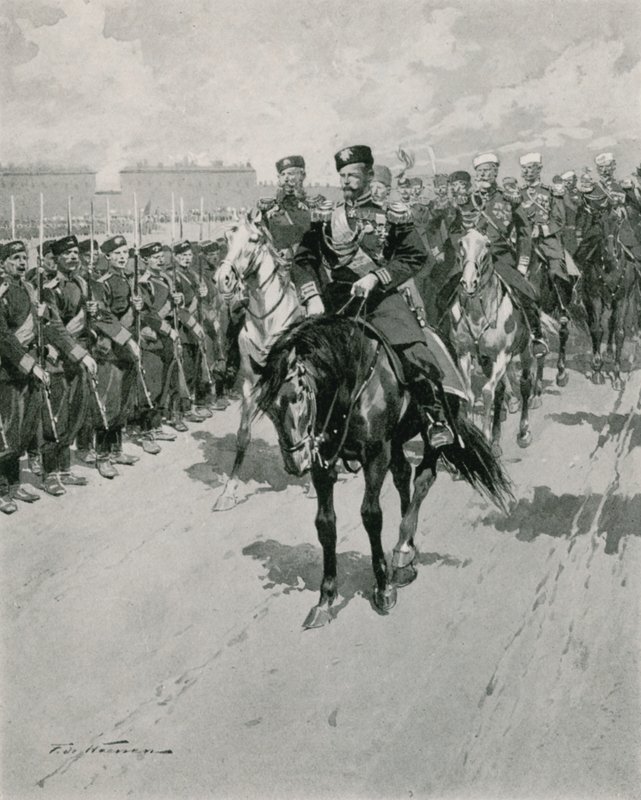 Çar askerlerini gözden geçiriyor by Frederic de Haenen