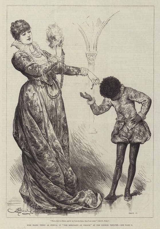 Lyceum Tiyatrosu'nda Venedik Taciri'nde Portia rolünde Bayan Ellen Terry by Frederick Barnard