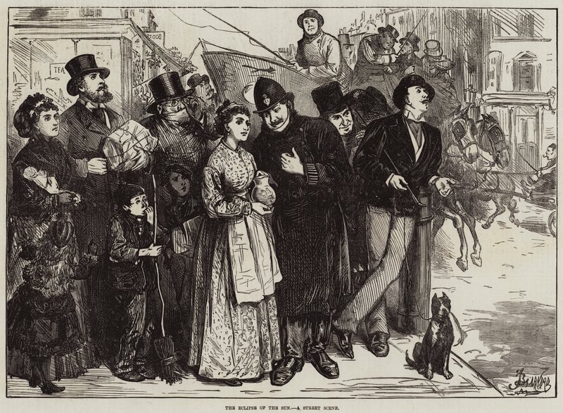The Eclipse of the Sun, a Street Scene  by Frederick Barnard
