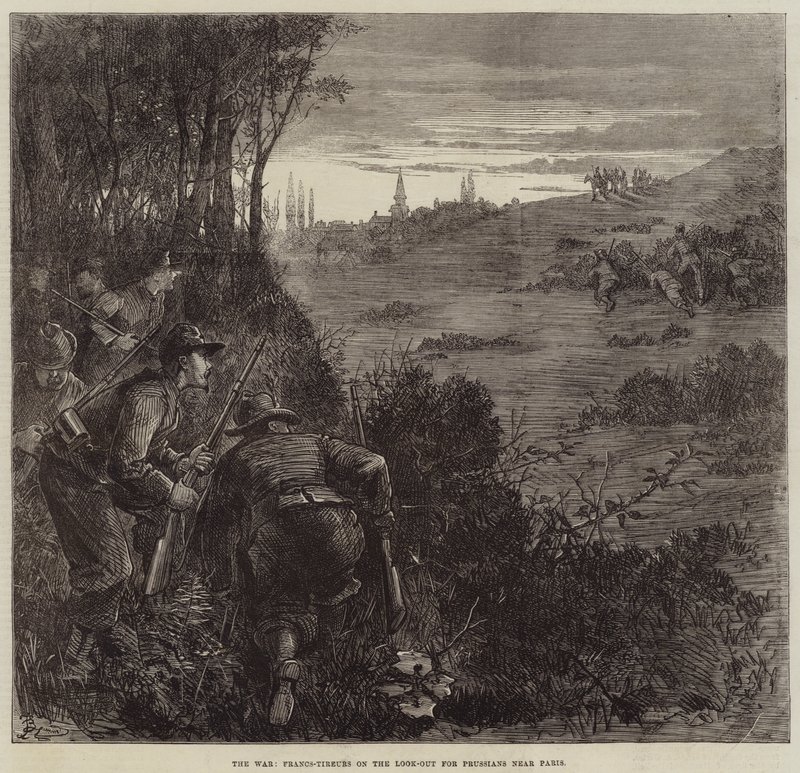 Savaş, Francs-Tireurs, Paris yakınlarındaki Prusyalıları Bekliyor by Frederick Barnard