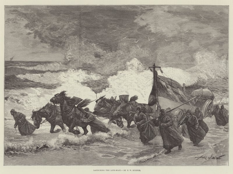 Cankurtaran Teknesini Başlatma by Frederick William Burton