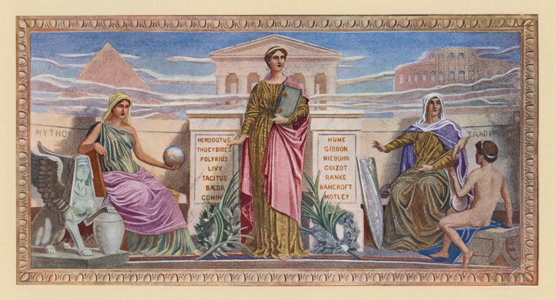 Tarih (renkli taşbaskı) by Frederick (after) Dielman