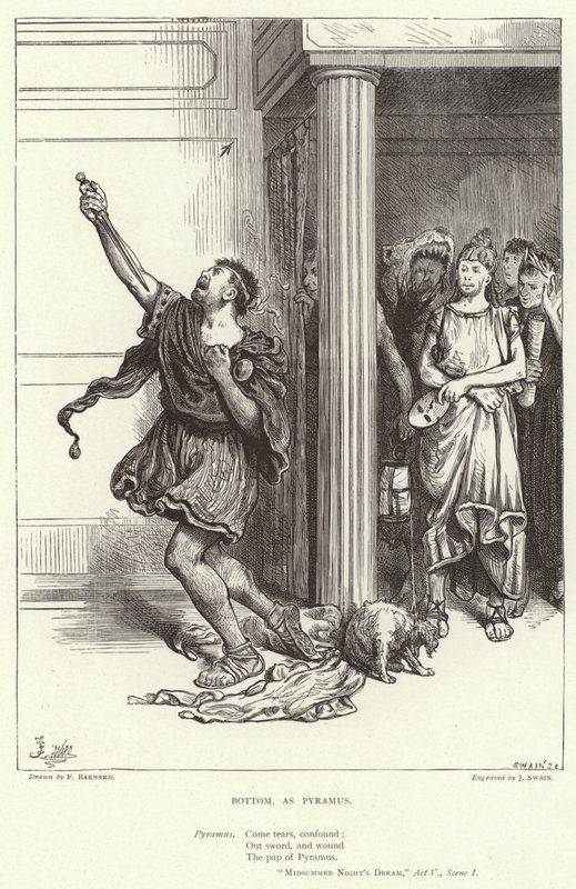 Alt, Pyramus olarak, Yaz Gecesi Rüyası, V. Perde, I. Sahne by Frederick Barnard