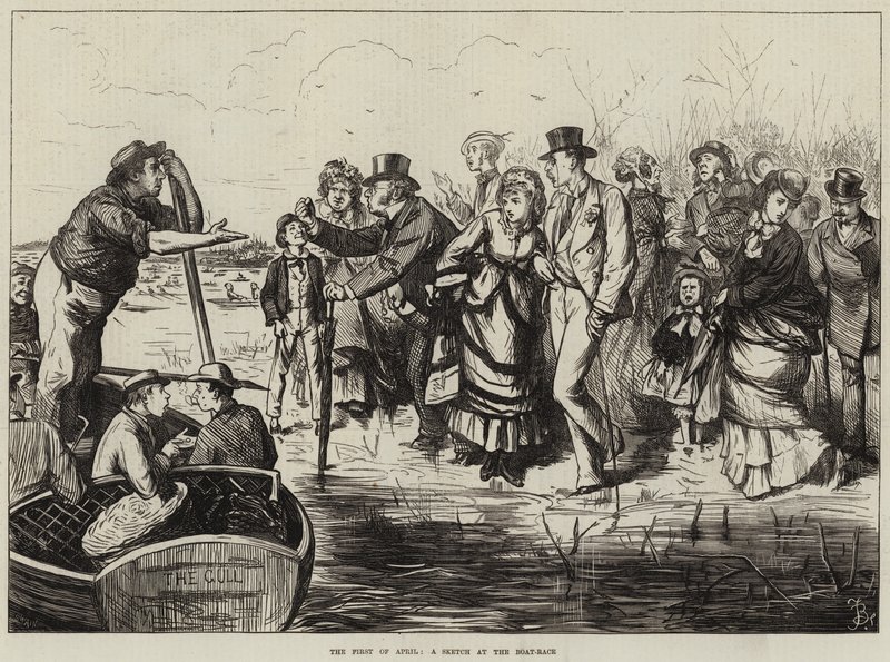1 Nisan, Tekne Yarışında Bir Kroki by Frederick Barnard