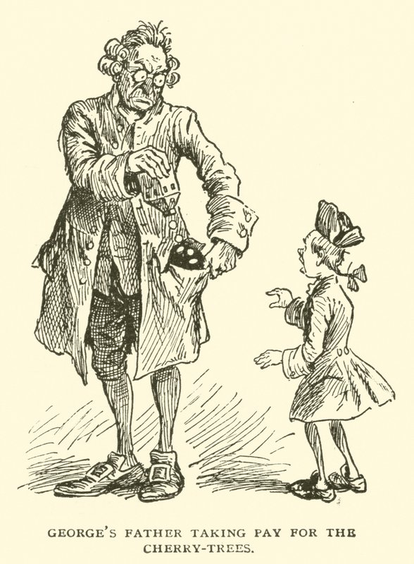 Georges babası kiraz ağaçlarının parasını alıyor by Frederick Burr Opper