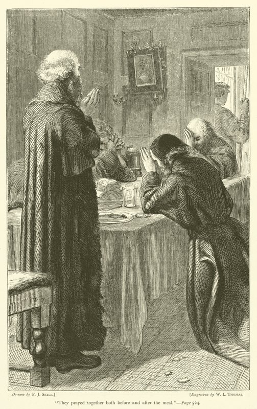 Yemekten önce ve sonra birlikte dua ettiler by Frederick John Skill