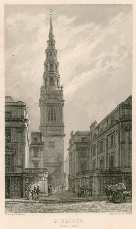 Aziz Gelin Kilisesi, Fleet Street, Londra by Frederick Mackenzie
