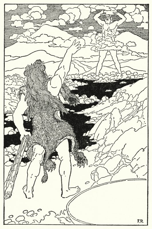 Herkül, devin yüzünü tüm muazzam özellikleriyle (lito) gördü. by Frederick Richardson