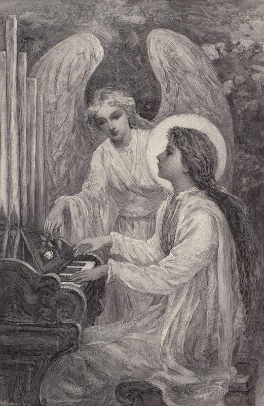 Aziz Cecilia - Bir Parça (gravür) by Frederick Stuart (after) Church