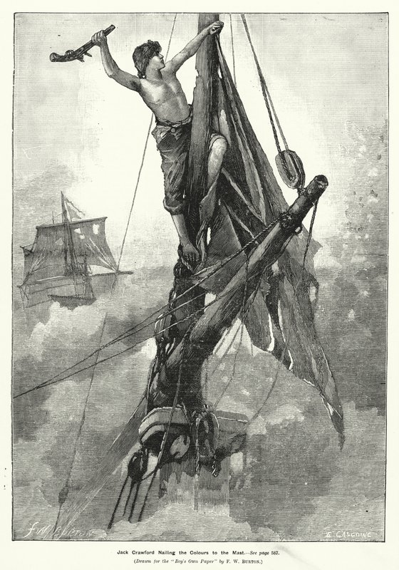 Jack Crawford Renkleri Direğe Çiviliyor (gravür) by Frederick William (after) Burton
