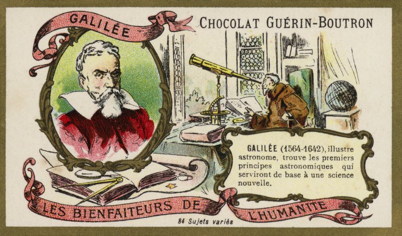 Galileo Galilei, İtalyan fizikçi, matematikçi ve astronom (chromolitho) by French School
