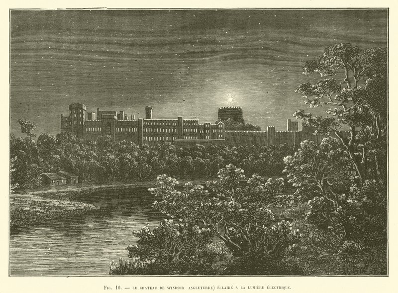 Elektrik Işığıyla Aydınlatılan Le Chateau De Windsor (İngiltere) by French School