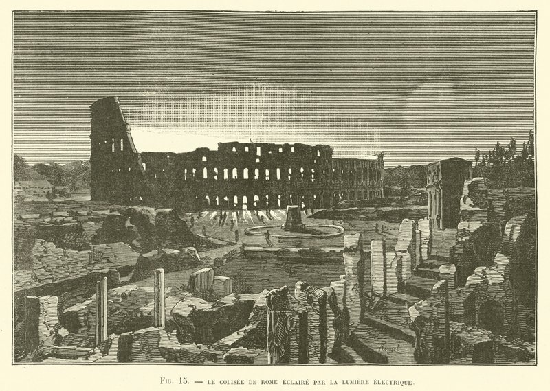 Elektrik Işığıyla Aydınlatılmış Roma Kolezyumu by French School