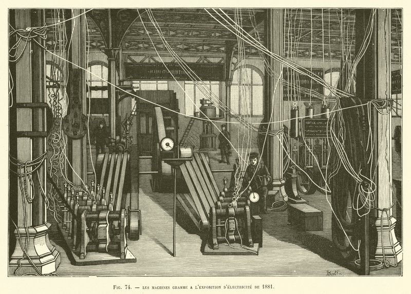 1881 Elektrik Sergisinde Gramme Makineleri by French School