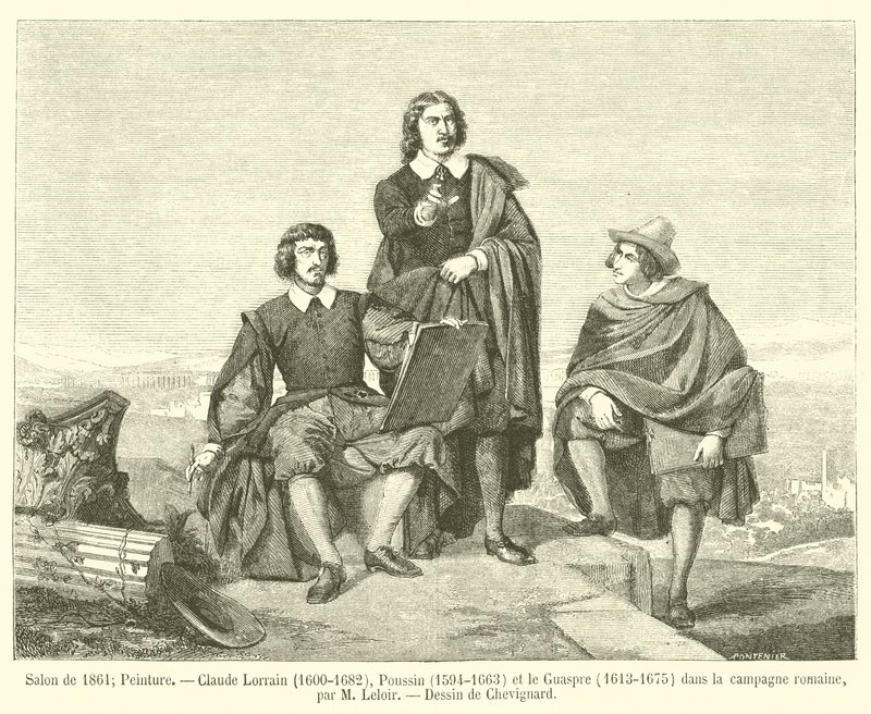 1861 Salonu, Resim, Claude Lorrain, 1600-1682, Poussin, 1594-1663 ve Le Guaspre, 1613-1675, Roma kırsalında by French School