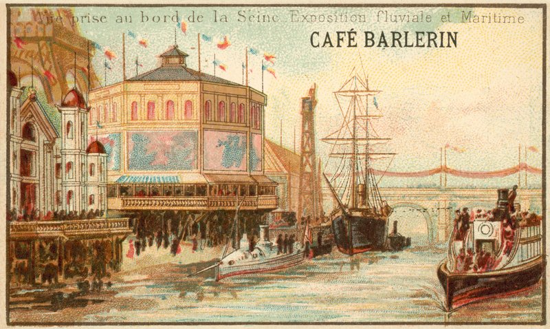 Seine of the River ve Denizcilik Fuarı kıyılarından görünüm, Paris, 1875 by French School