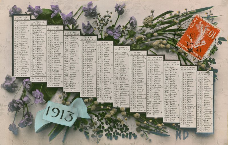 1913 takvimi. 1913 yılında gönderilen kartpostal. by French Photographer
