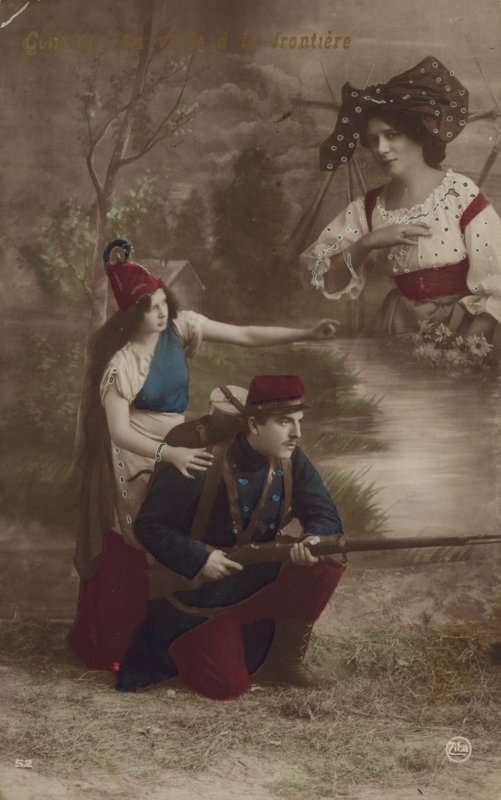 Bir asker Liberty tarafından yönlendirilir ve evini düşünür (renkli fotoğraf) by French Photographer